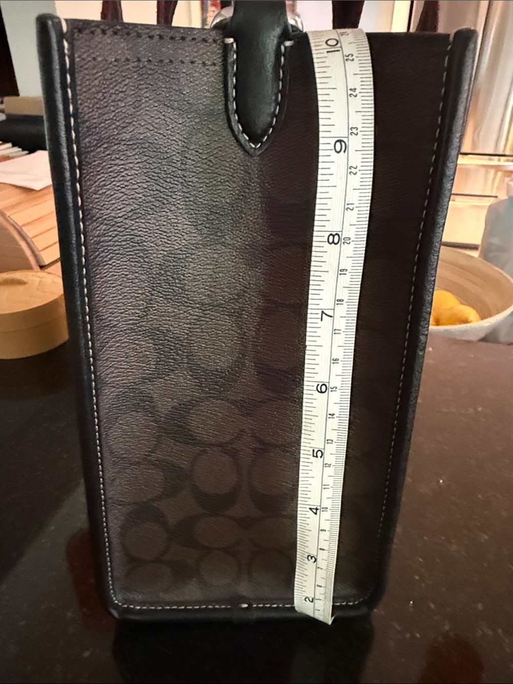 Coach Brown Signature Canvas Tote with Burgundy Accents - Picture 7 of 9